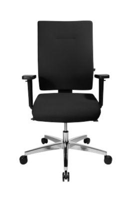 Bürostuhl PROFI STAR 15 high, mit Armlehnen, Synchronmechanik, Flachsitz, für große Menschen, schwarz/alusilber