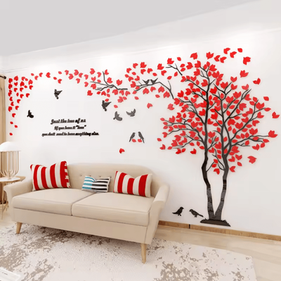 Inspire Curations 3D Tree Acrylic Mirror Wall Decor red Right s About 2x1m