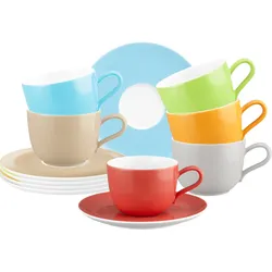 Seltmann Weiden Kaffeetassen mit Untertassen Liberty Pure Colors 260 ml 6er Set
