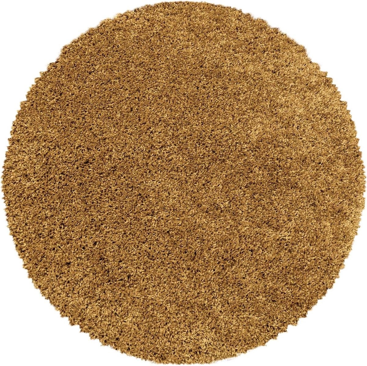 Hoogpolig Rond Vloerkleed Shaggy Goud - 200 cm Rond