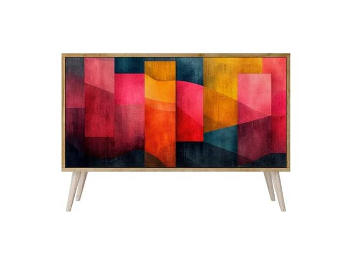 SPACEREBELS Moderne Kommode Mit 2 Türen 111x57,3x42 cm Kleiderschrank mit Mustern Komodenschrank Möbel TV Schrank Sideboard Flurkommode Wohnzimmer Mehrzweckschrank Flur Abstrakt