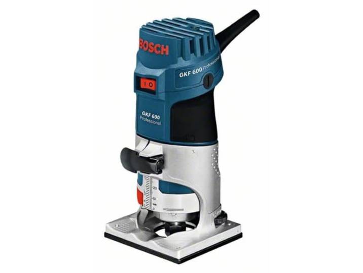 Bosch Professional kantenfreesmachine GKF 600 (incl. steeksleutel, parallelgeleider, geleidehulpstuk, spantangen 6+8 mm, in opbergkoffer)