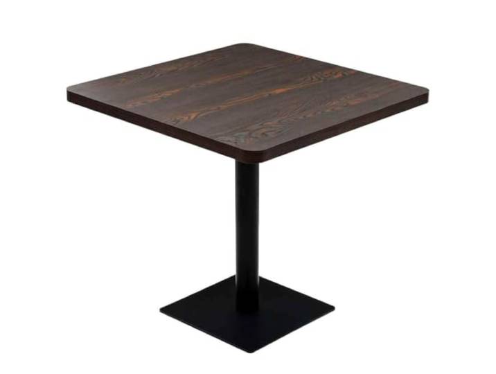 HKQWPBF Bistrotisch MDF und Stahl Quadratisch 80×80×75 cm Dunkle Esche MDF mit Maserung,Stahlgestell,einfache Reinigung mit feuchtem Tuch,Solitär,einfache Montage