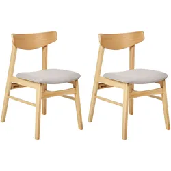 ESSZIMMERSTUHL 2er-Set Holz Hellbraun/Grau Smiley