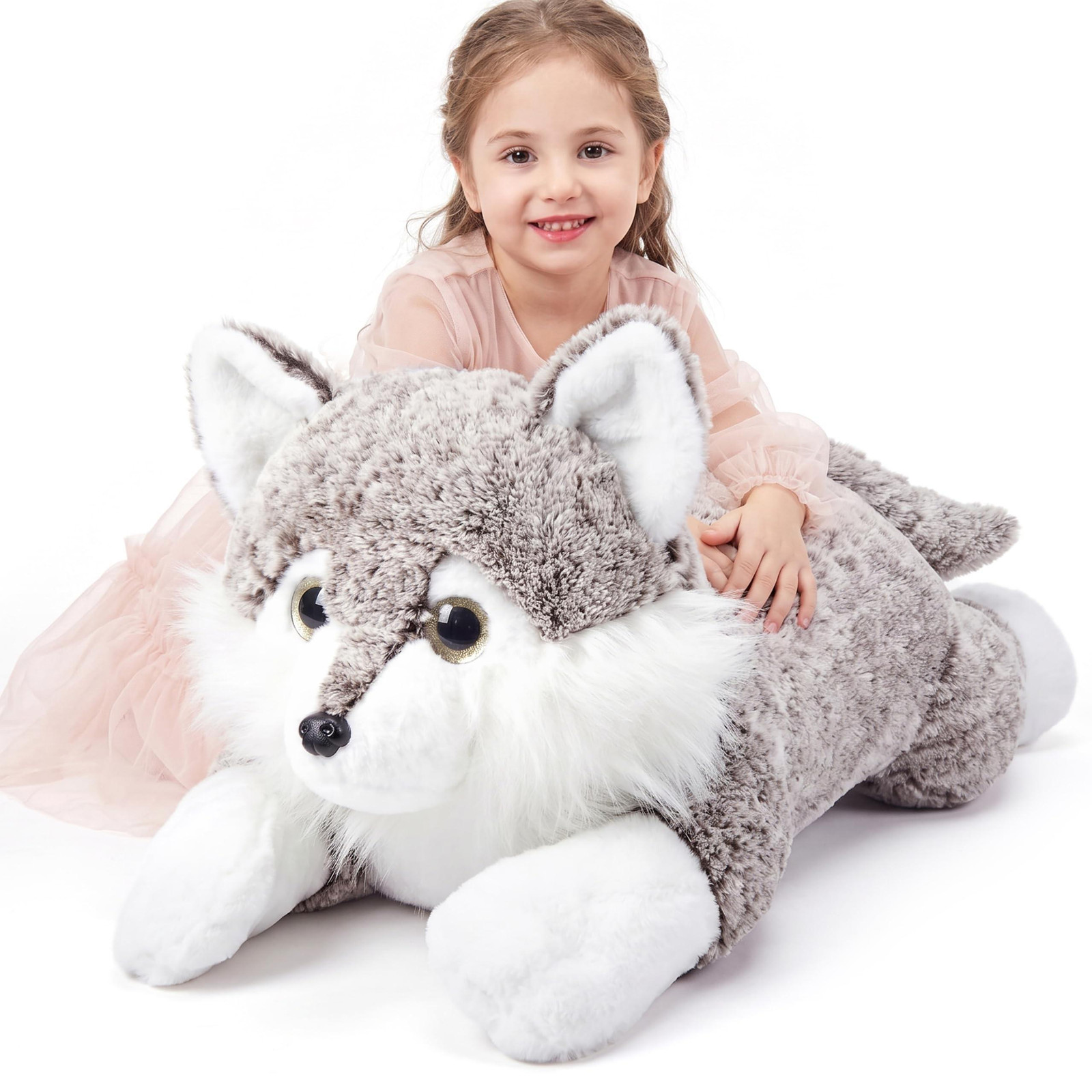 Grote pluche wolf knuffel - Bruin - 78 cm