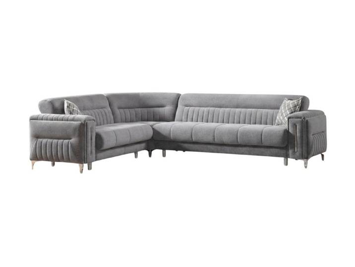 Villa Möbel Ecksofa Puebla Grau, 1 Teile, mit Stauraum