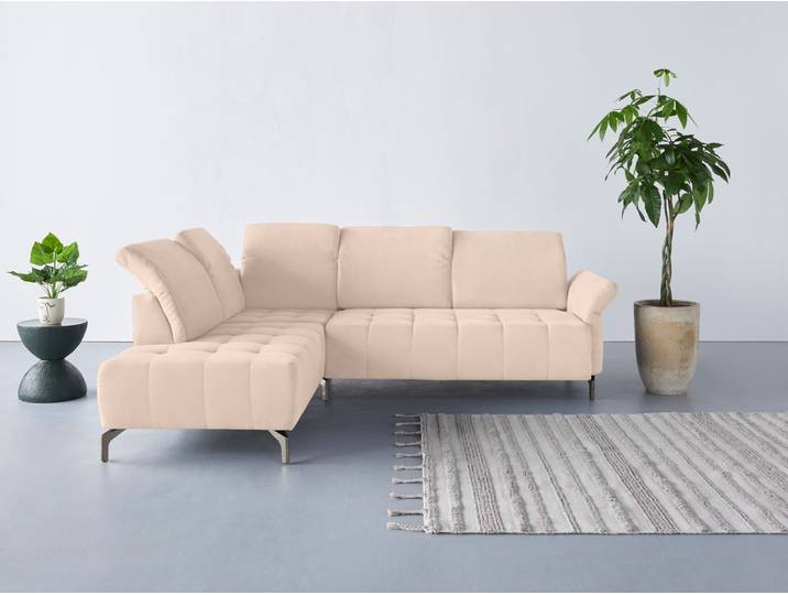 Ecksofa, Luxus-Microfaser, Beige 260×220 cm, Ottomane Links, Federkern, Modern, INOSIGN