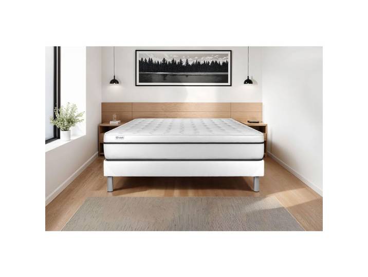 Ensemble Matelas Sommier 150x200 cm - Sommier Blanc (en kit) - Vital Spa Blanc