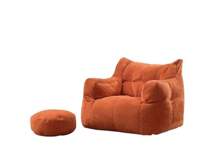 Xumh2024-3 Sitzsack Einzel-Lazy-Sofa-Sitzsack-Stuhl mit Rückenlehne, Lounge-Sessel for Schlafzimmer, Erkerfenster(Orange)