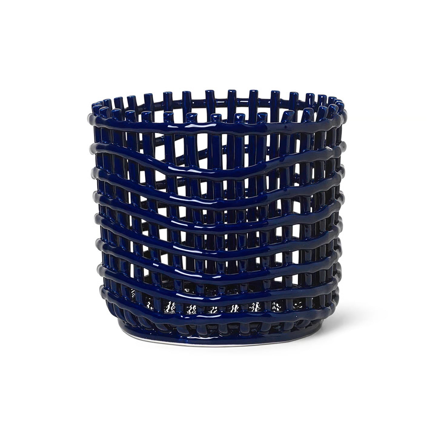 Ferm Living Ceramic gevlochten mand open weave Blauw Ø23,5 cm