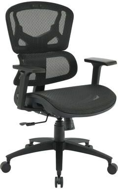 Office Star Products OSP Black Mesh and Seat Managers Chair with Lumbar Support and Headrest