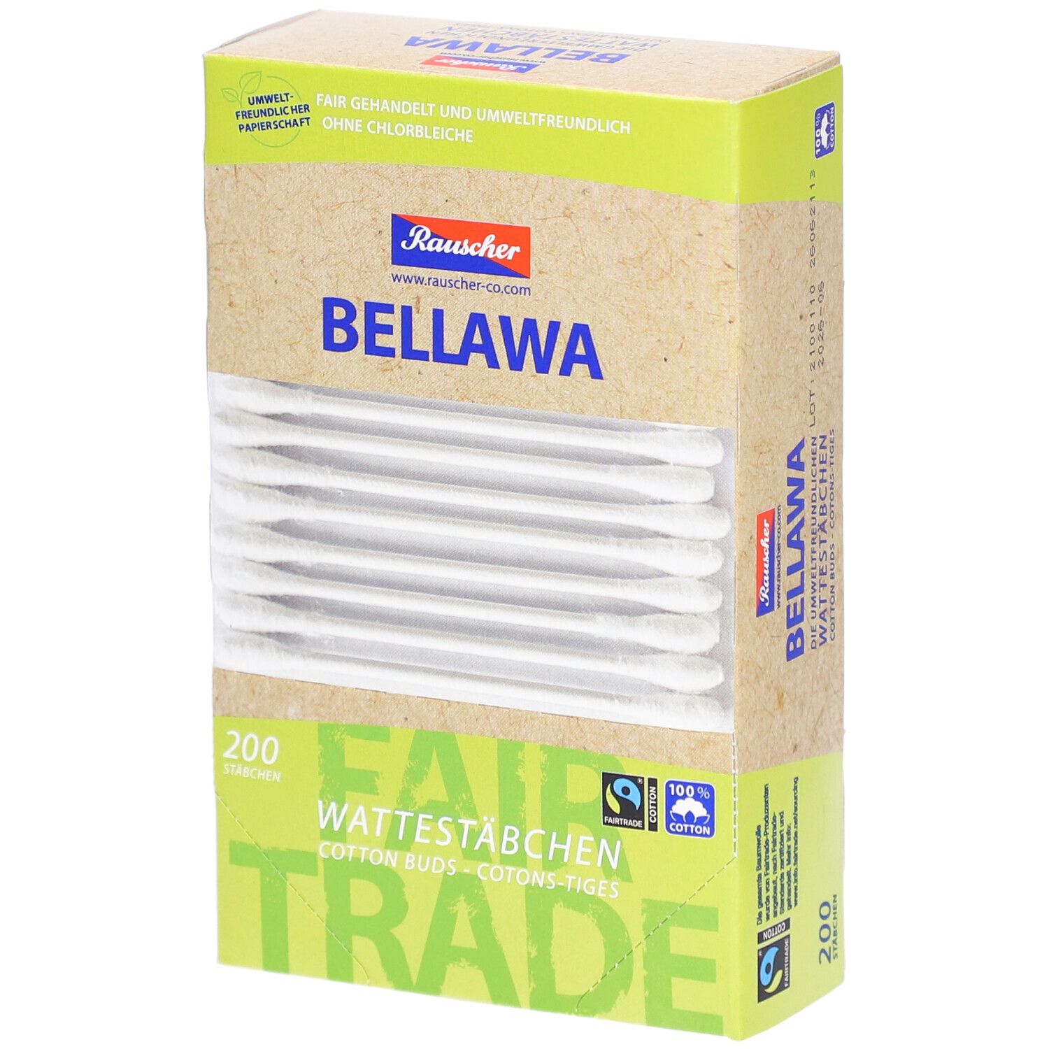 Bellawa Fairtrade Wattestäbchen (neu) Box 200 Stk St Watte