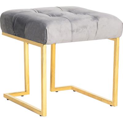 Polsterhocker KAYOOM "Hocker Rarity 125, Edler Touch durch goldenes Gestell", grau, B:48cm H:48cm T:48cm, Bezug: 100% Polyester (Samt) Gestell: Edelstahl, Hocker, Polsterhocker, eckig, samtweich, gesteppt, mit Zierknöpfen, Edelstahlgestell