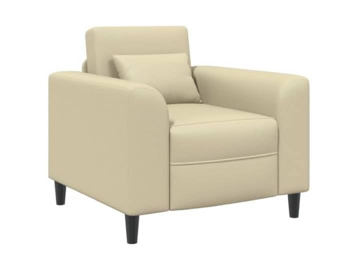 Sessel Creme aus Kunstleder mit Armlehnen für Wohnzimmer und Schlafzimmer Kunstleder, creme, gebogene Armlehnen, Schaumstoff, Sperrholzrahmen, modernes Design