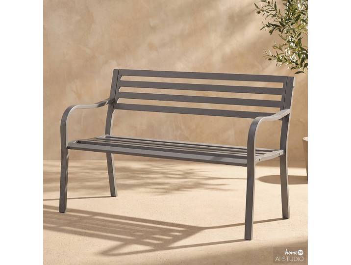 Gartenbank Sophy Stahl, pulverbeschichtet Grau/Anthrazit 128 x 81 x 56cm