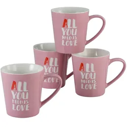 creaTable Kaffeebecher 4-tlg LOVE COLLECTION - B/H/T ca. 25.00x19.00x15.50