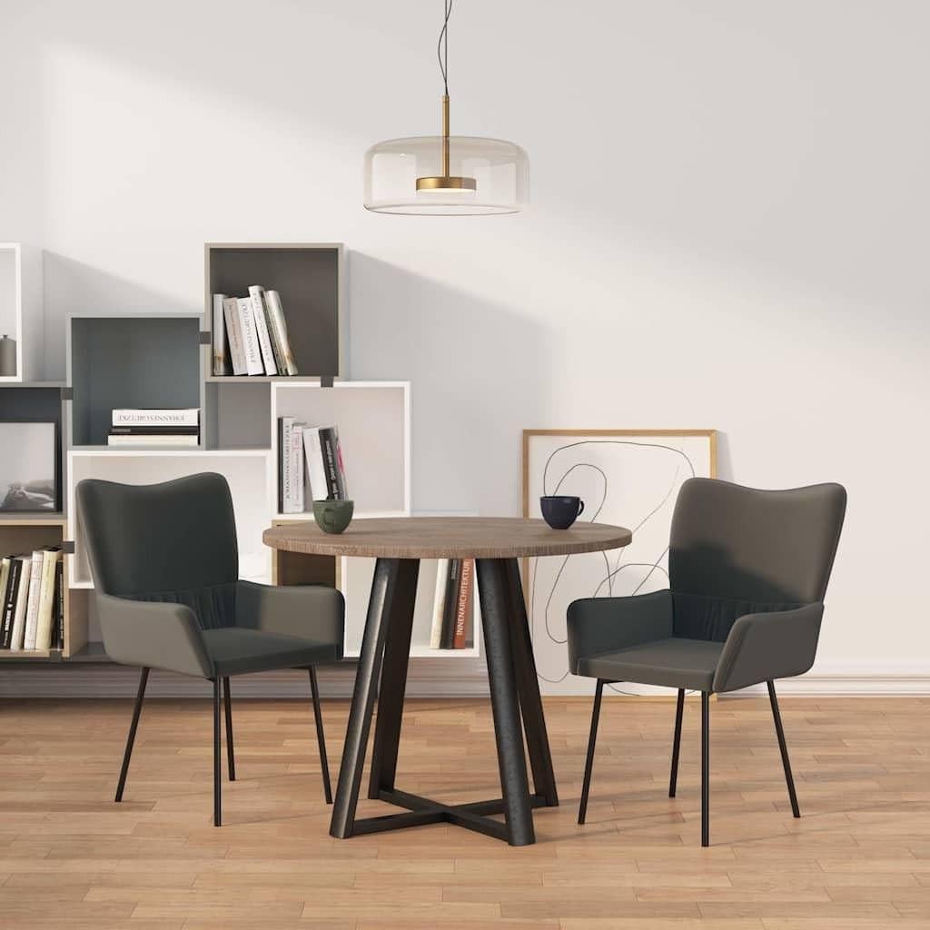 Set van 2 donkergrijze eetkamerstoelen met armleuningen
