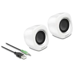 DELOCK Mini Stereo PC Lautsprecher 3,5mm Stecker USB Weiß
