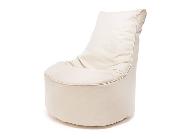Pouf haut dossier polyester billes polystyrène extérieur/intérieur 65x75 crème Ecopuf