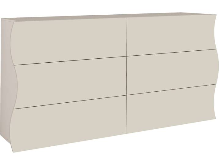 Kommode HOME AFFAIRE Onda Schubladenschrank, Kommodenschrank, mit 6 Schubladen , beige (kaschmir), B:154cm H:81cm T:39cm, Holzwerkstoff, Sideboards, Kommode, Mehrzweckschrank mit Wellenfront in Kaschmir matt, Made in Italy