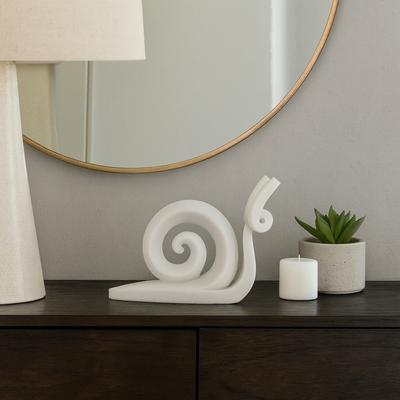 Sagebrook Home "Resin Sculpture Modern Ninove Spiral Snail Figurine - 10"" White - 12.5"" x 3.25"" x 9.75"""