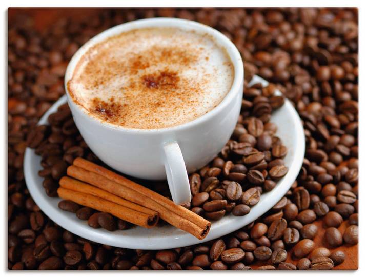 Leinwandbild ARTLAND Cappuccino - Kaffee , braun (farbe bild(er): braun), B:80cm H:60cm, Bilder, Leinwandbild, auf Holzrahmen gespannt