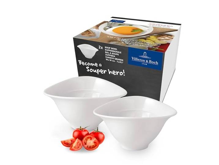 Villeroy & Boch - Vapiano Bol à Céréales Set 2 Pièces Blanc\, Garanti Lave-Vaisselle\, Compatible Micro-Ondes\, Ensemble de Bols à Soupe\, Vaisselle\, Porcelaine Haut de Gamme