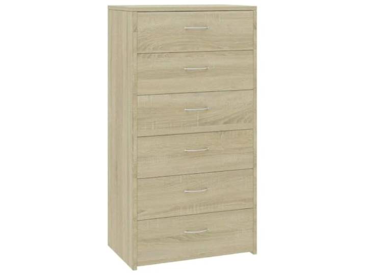 HGFDVCMR Sideboard Sonoma-Eiche 50x34x96 cm Kommode mit 6 Schubladen Kompakter Beistellschrank in Holz-Optik für Wohnzimmer, Schlafzimmer und Büro, schafft Ordnung auf kleinem Raum.