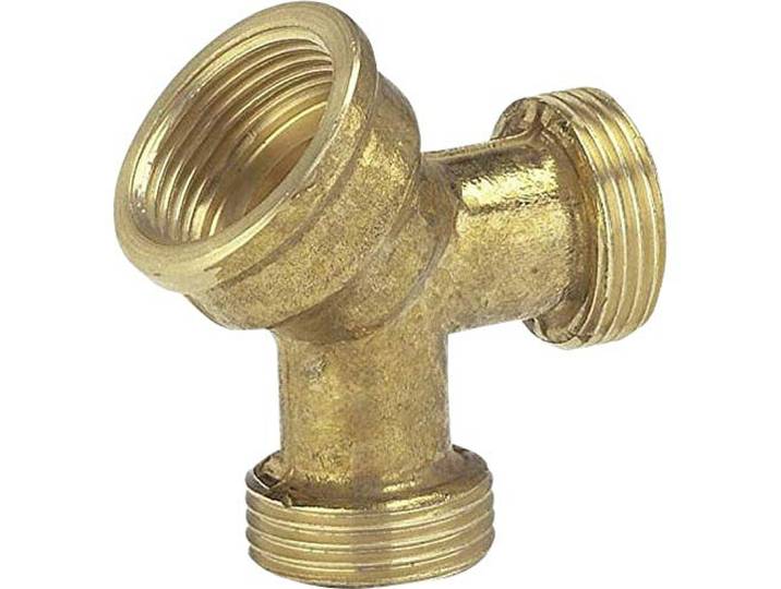 GARDENA messing 2-weg-verdeler 19 mm: Tuinslangverdeelstuk voor gebruik van twee aansluitapparaten, schroefdraad van 26,5 mm (G 3/4 ) (7155-20)