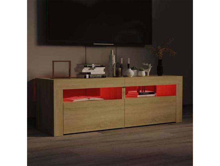 Magnifique Brun Banc TV - Meuble TV avec lumières LED chêne sonoma 120x35x40 cm &&99197