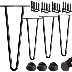 ID Dinkel 4x Haarnadel Tischbeine EDELSTAHL SCHWARZ CHROME Möbel Tischgestell Hairpin Leg SCHWARZ 2 Streben 45
