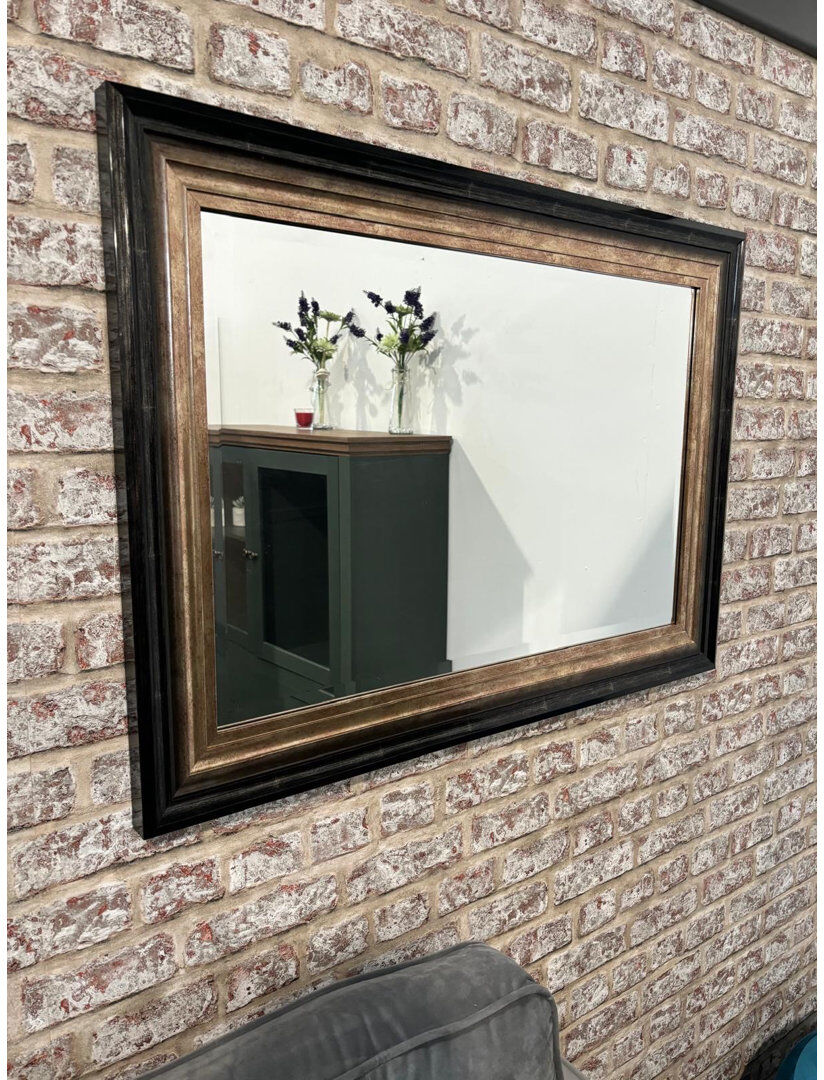17 Stories Riker Flat Mirror Silver;Black 92cm x 66cm