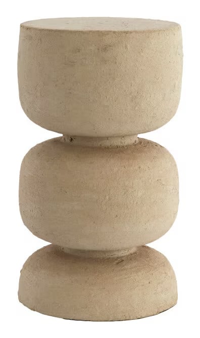 Light & Living Ronde Bijzettafel Jalon Papier Maché, Beige, Ø29 cm