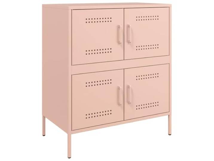 KGFHERENB Sideboard Rosa 68x39x79 cm Stahl Beistellschrank Industrie-Kommode aus robustem Stahl in Rosa mit 4 Fächern und Türen, ideal für Wohnzimmer und Schlafzimmer.