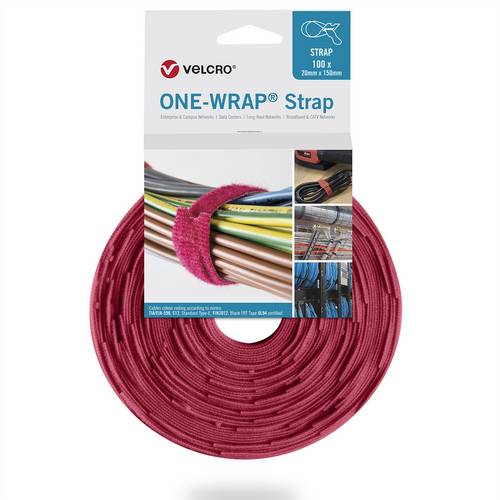 VELCRO One Wrap Strap 20mm x 330mm, 100 Stück, rot