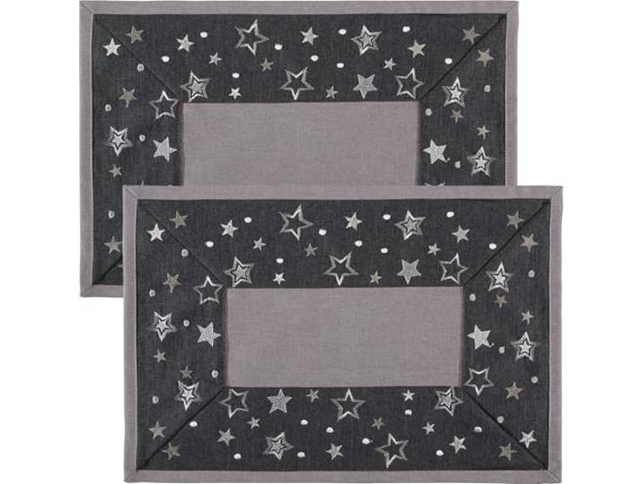 Erwin Müller Tischset 2er-Pack Sterne grau Größe 35x50 cm - Leinen-Optik, pflegeleicht, robust, strapazierfähig
