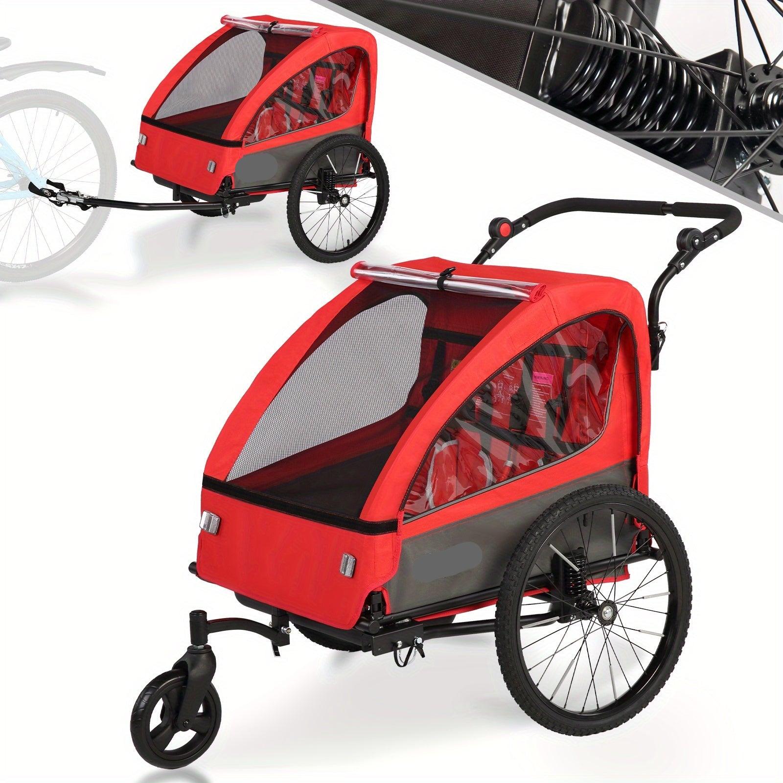 Kinderfahrradanhänger - Fahrradanhänger - 2-in-1 Jogger - Kinderwagenaufsatz - Kinderwagen - 360° schwenkbares Rad