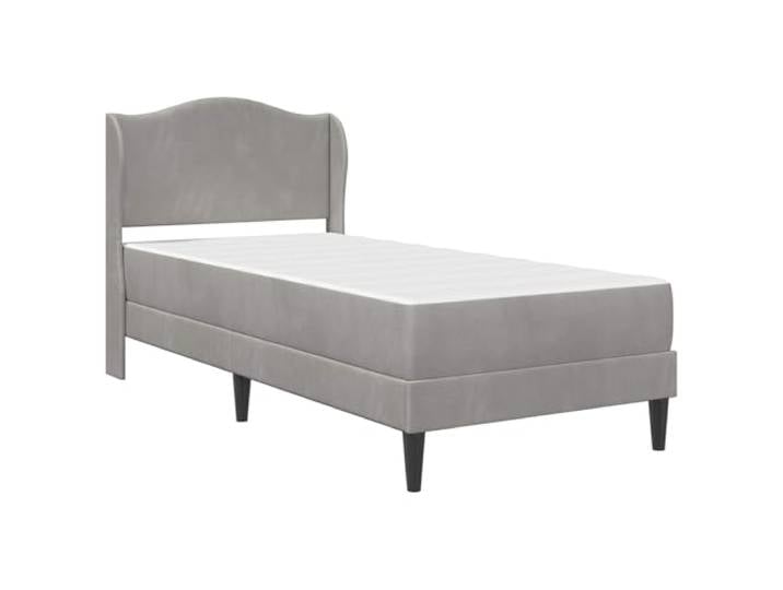 SKTQYQO Einzelbett hellgrau 90 x 190 cm Samt Struktur aus Holz, Metall, feste Latten, praktischer Unterbett, einfache Montage