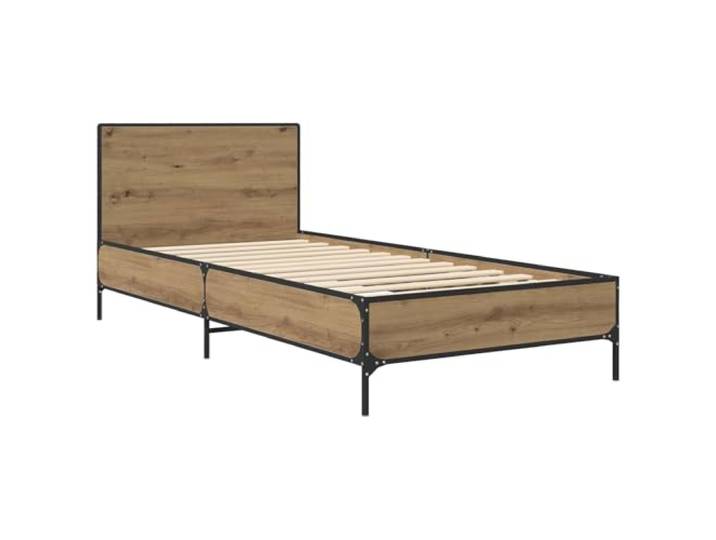 KTHLBRH Bettgestell Eiche Handwerk 80 x 200 cm mit Kopfteil Technisches Holz, feste Lattenroste, einfache Montage, 140 kg Kapazität