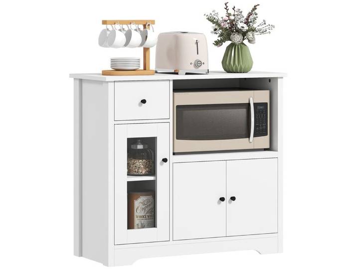 Commode de cuisine - MINIMAL - 80x35x72 cm - 2 portes 1 tiroir - Passe-câbles - Étagère réglable