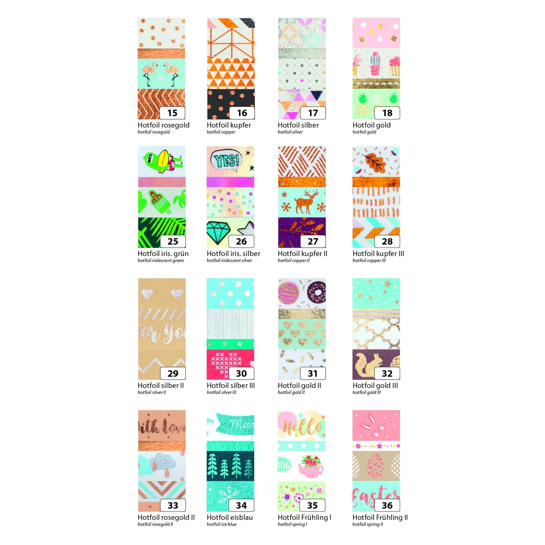 Folia Washi Tape silber 4 Mot. (26429)