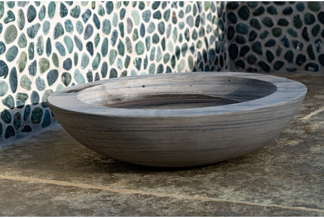 Dakota Fields Akeem Natural Stone Birdbath Grey 15cm H X 45cm W X 45cm D