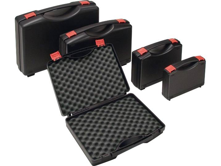 Mallette en plastique L340xl275xH83 mm PP 1 poignée avec garniture en mousse noire