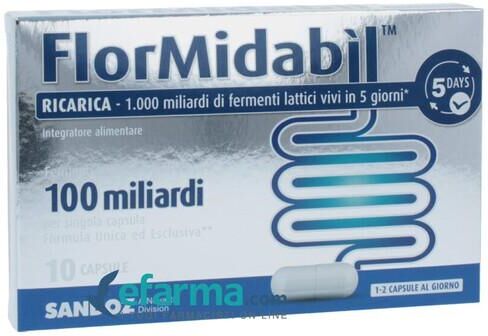 Flormidabil Ricarica Integratore Con 100 Miliardi di Fermenti Lattici Vivi 10 Capsule