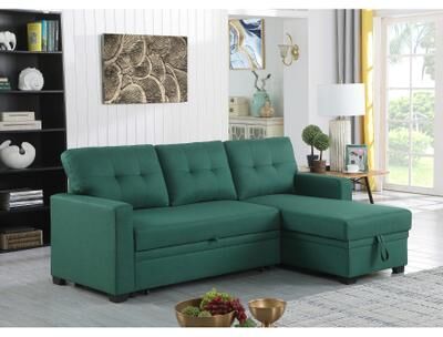 Modern Upholstered Sectional Sofa with Convertible Sleeper and Chaise by GDFStudio