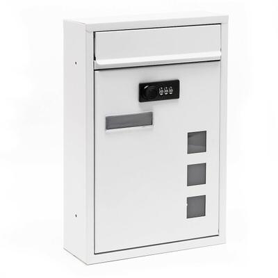 Helloshop26 - Moderner Wandbriefkasten mit Zahlenschloss verzinkter Stahl weiß 16_0000066