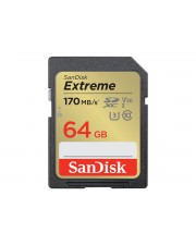 SanDisk Extreme SDXC UHS-I Speicherkarte 64 GB V30 170 MB/s Übertragung U3 4K UHD Videos SanDisk QuickFlow-Technologie wasserdicht stoßfest temperaturbeständig (SDSDXV2-064G-GNCIN)
