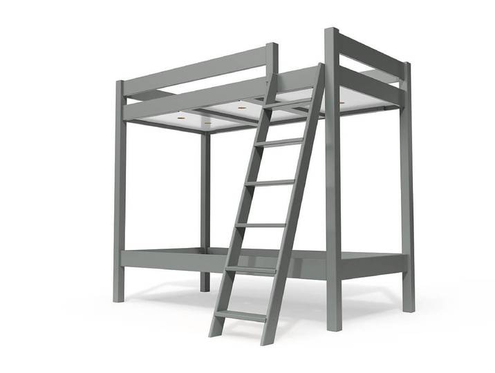 Lit superposé 2 places 90x190 échelle inclinée bois ABC 90x190 Gris