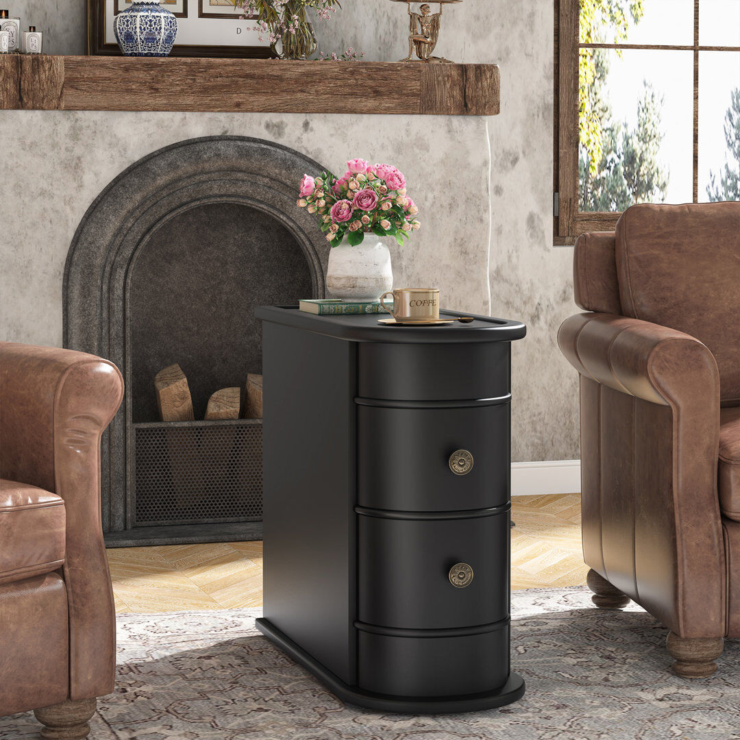 Blue Elephant Solid Wood Frame End Table Black 60cm H X 27cm W X 60cm D