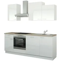 CUBO15 Küchenzeile mit Elektrogeräten   ¦ weiß ¦ Maße (cm): B: 220